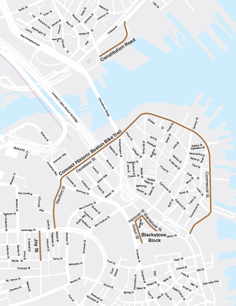 Map 1 shows the four major projects included in the overall Connect Historic Boston project in Boston, Massachusetts.